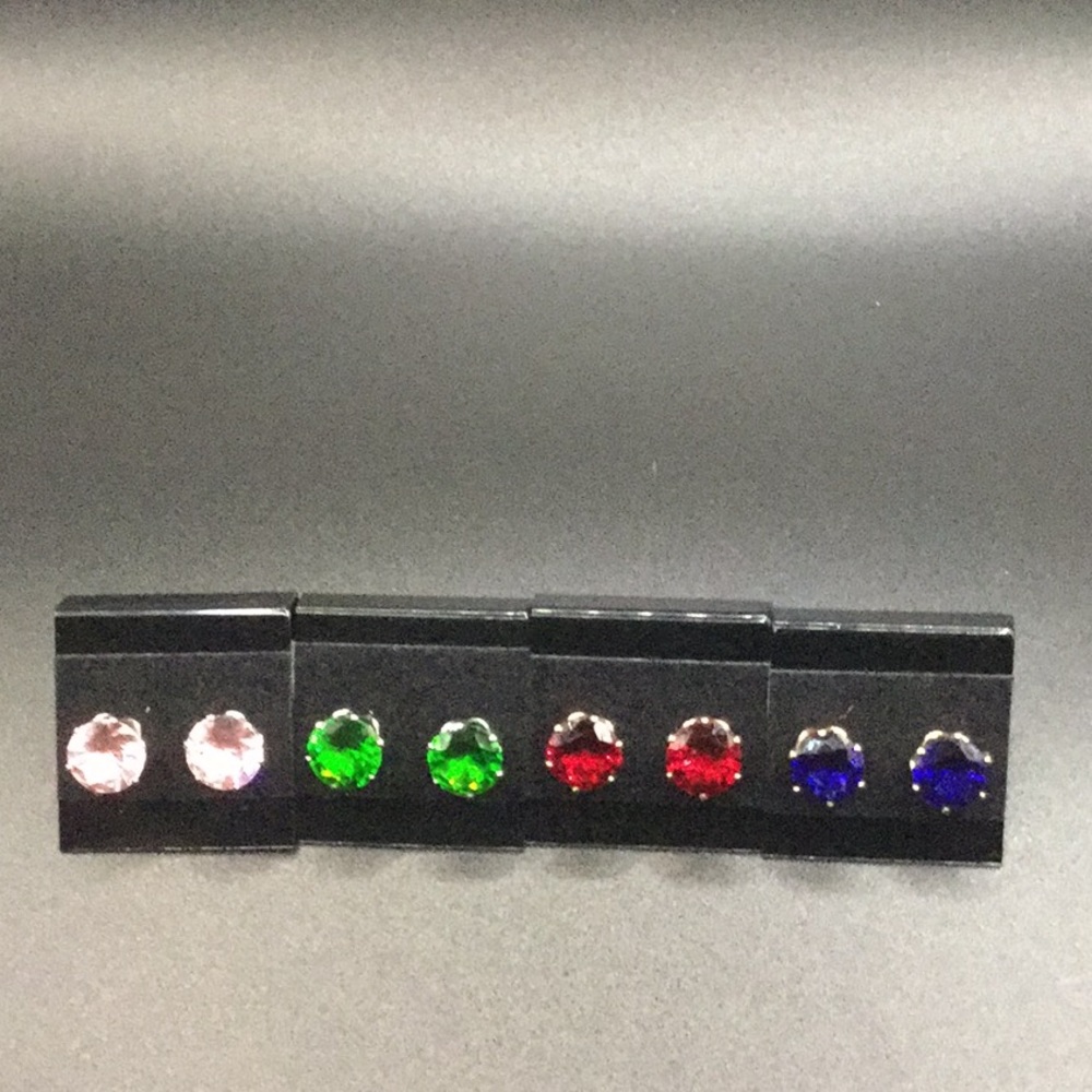 Simply Colorful Round Rhinestone Stud Earrings - Picture 2 of 7